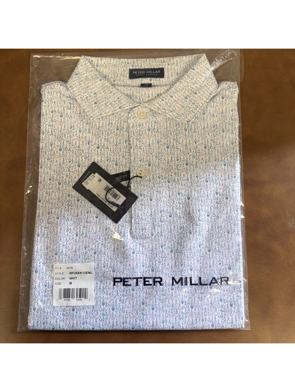Peter Millar Crown Crafted Men’s Med Regular Tailored Graphic Print SS Polo